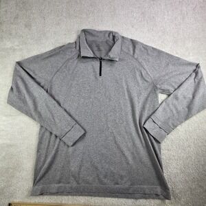 Fabletics Mens XXL Quarter Zip Pullover Gray‎ Long Sleeve Activewear Top